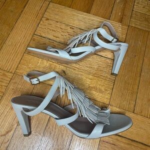 Chloe Beige Fringe Strap Sandals
